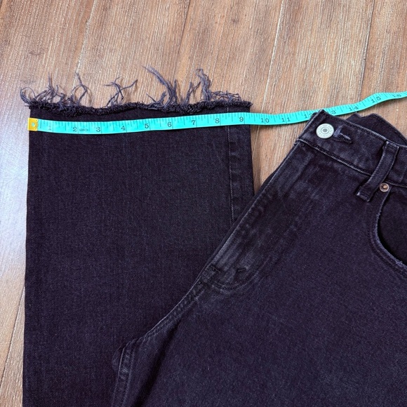 Abercrombie & Fitch Ultra High Rise Wide leg Jeans Black Torn Ripped Knee Baggy - Picture 3 of 13